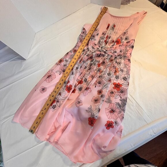 Dressbarn Floral Print Sleeveless Pink Dress Size 8 Pleated Details Fairy Whimsy - Picture 6 of 6